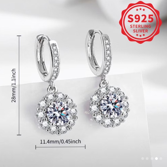 MOISSANITE DROP EARRINGS 1 Carat Total weight - Picture 4 of 9